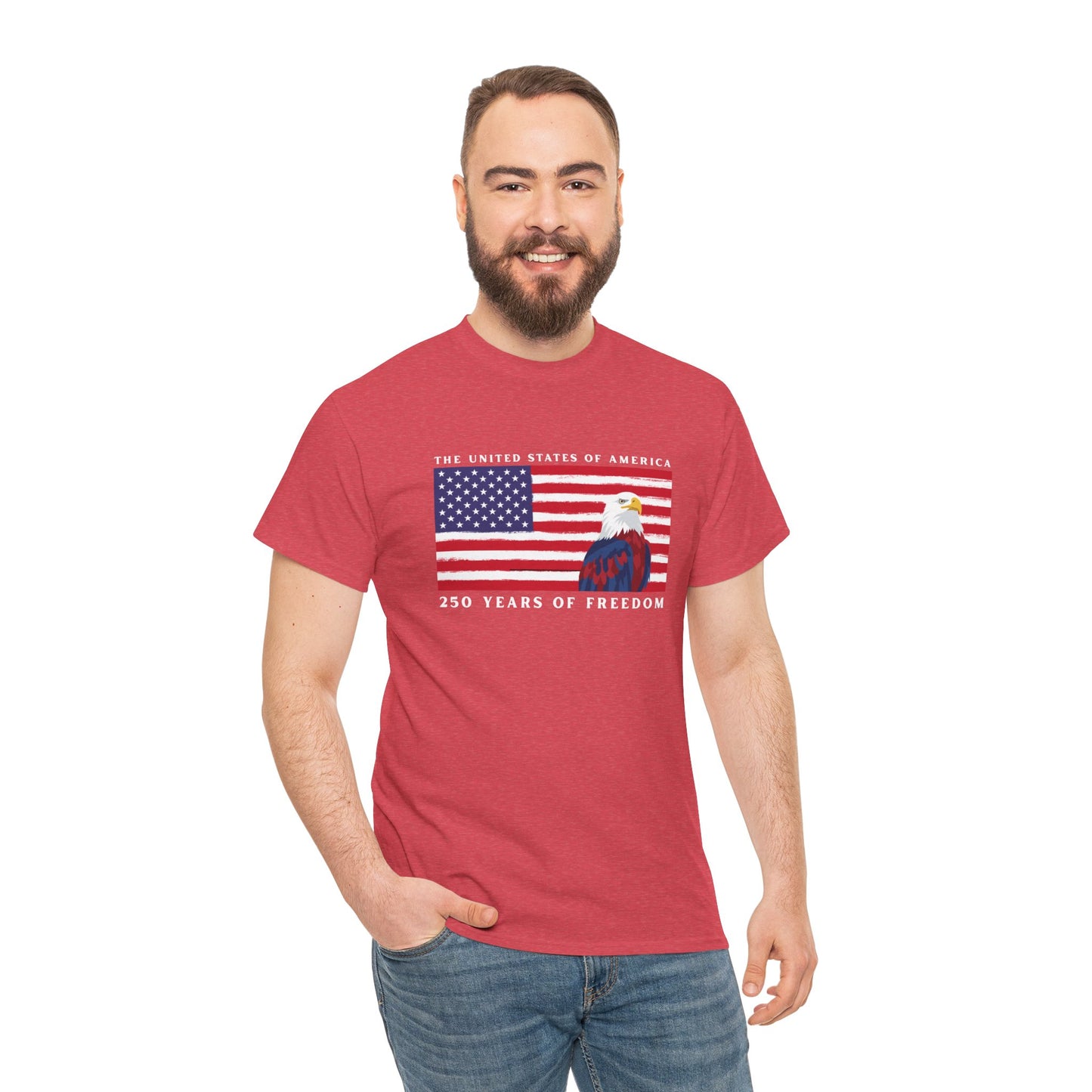 Patriotic American Flag Tee – "250 Years of Freedom" Bald Eagle Tee