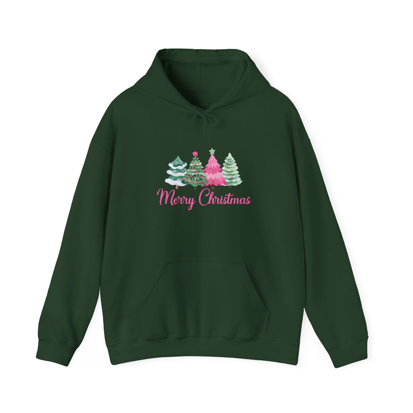 Pink & Green Merry Christmas Tree Hoodie