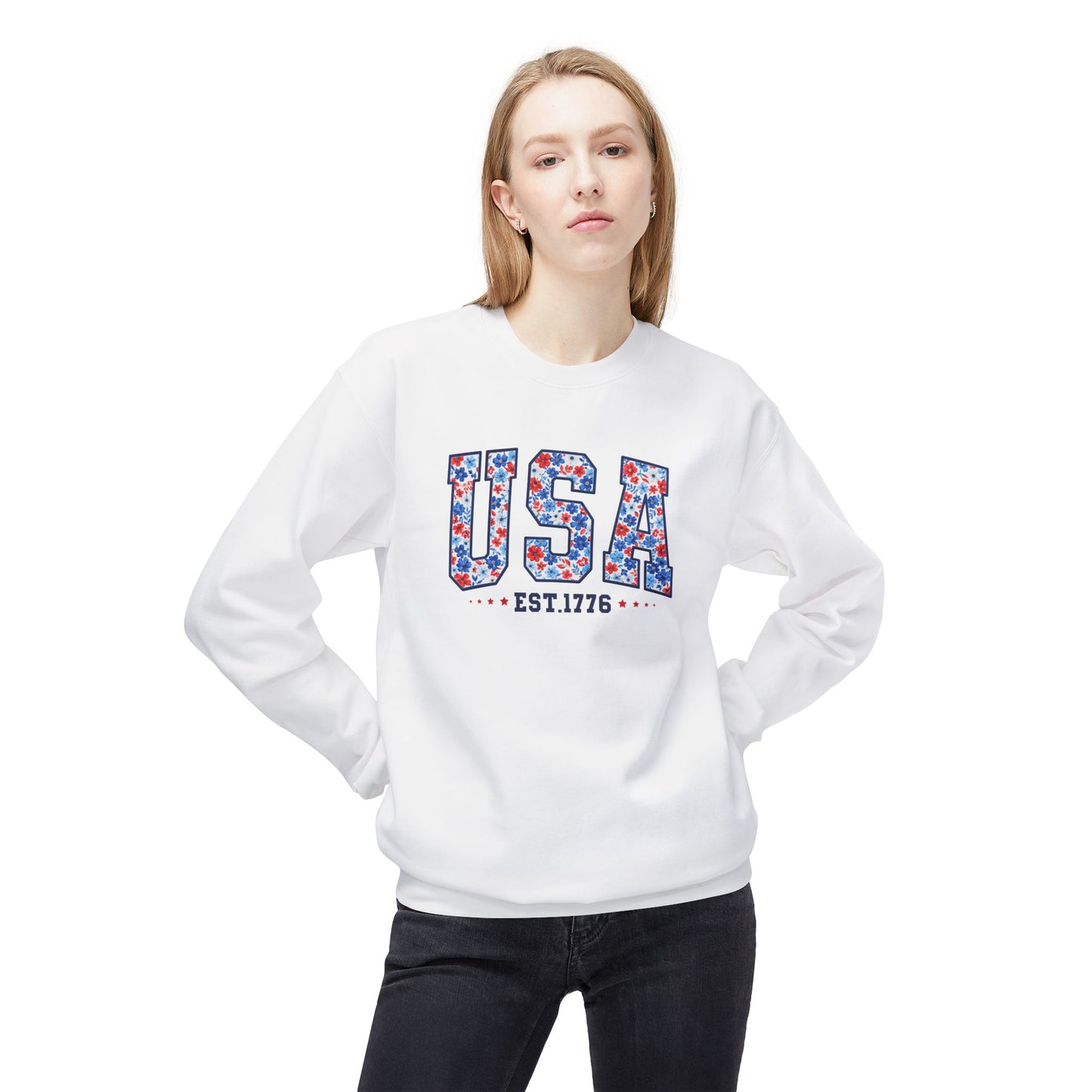 USA Floral Crewneck Sweatshirt