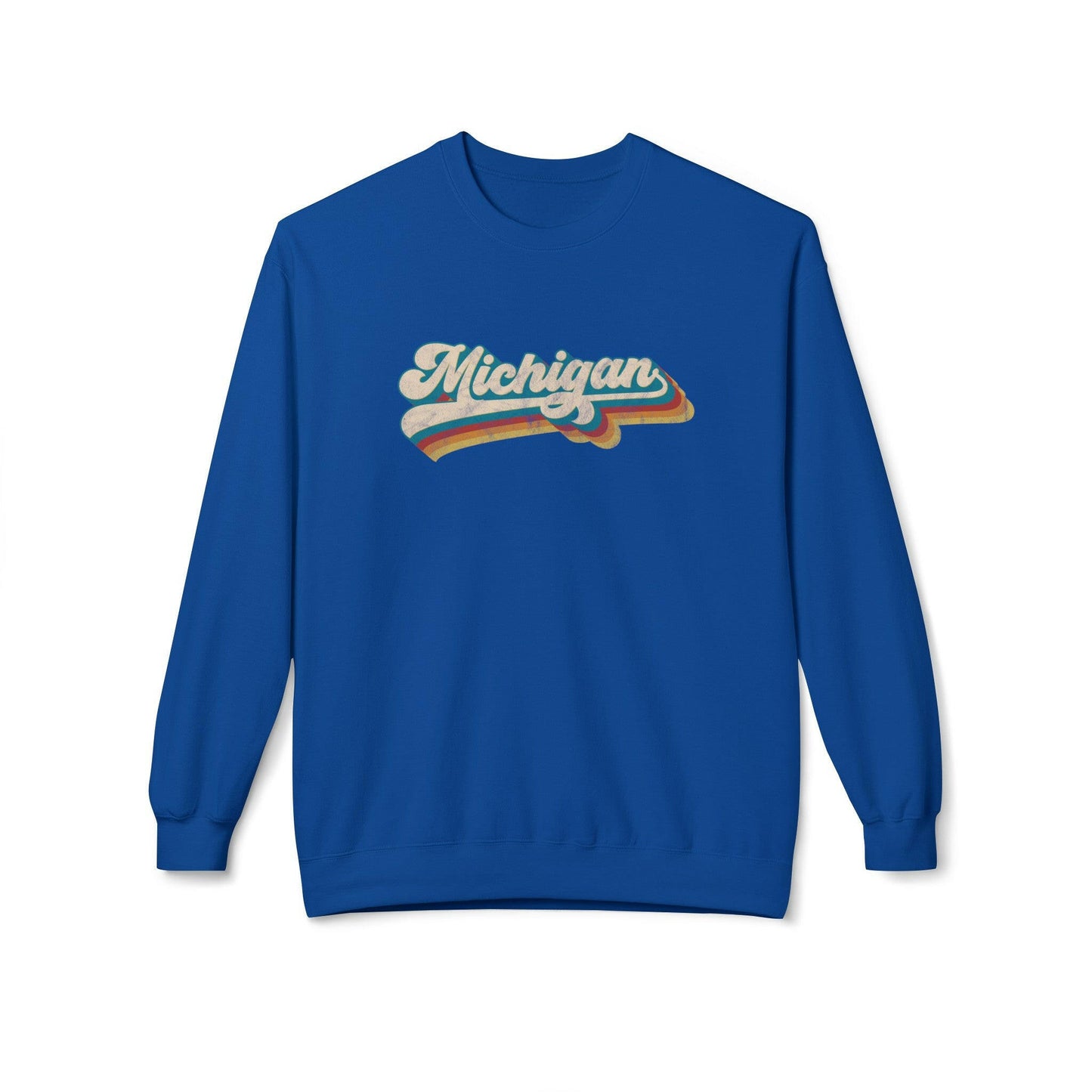Michigan Retro Striped Unisex Midweight Softstyle Fleece Crewneck Sweatshirt