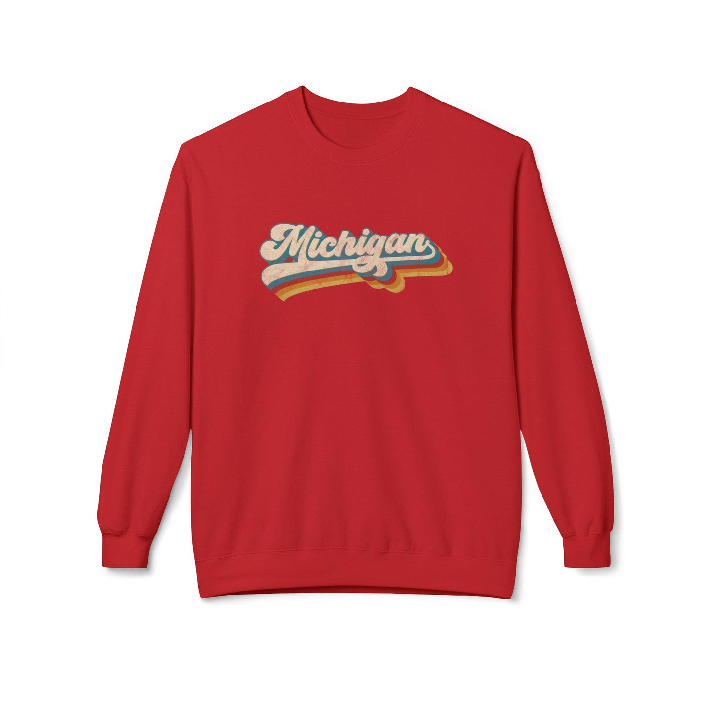 Michigan Retro Striped Unisex Midweight Softstyle Fleece Crewneck Sweatshirt