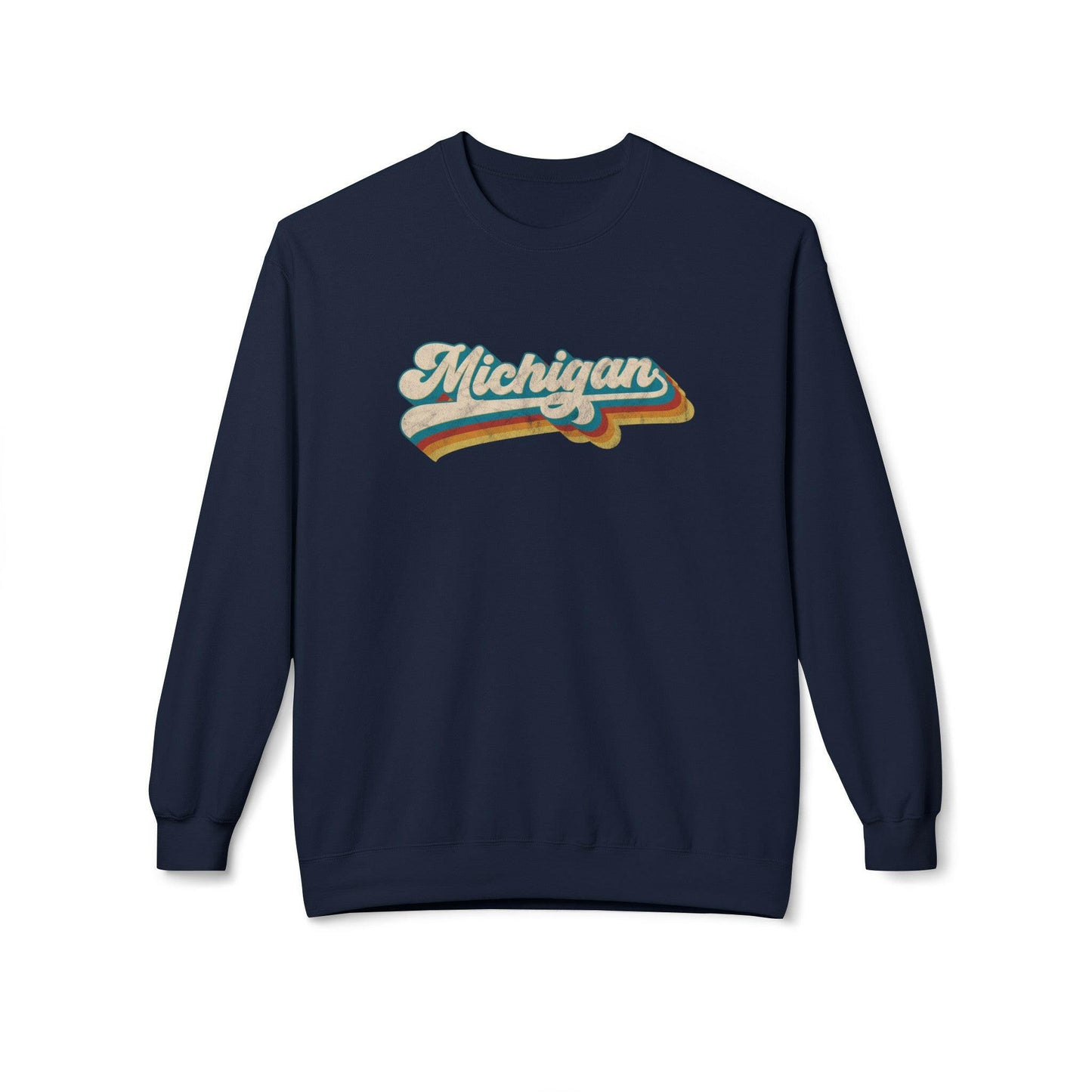 Michigan Retro Striped Unisex Midweight Softstyle Fleece Crewneck Sweatshirt
