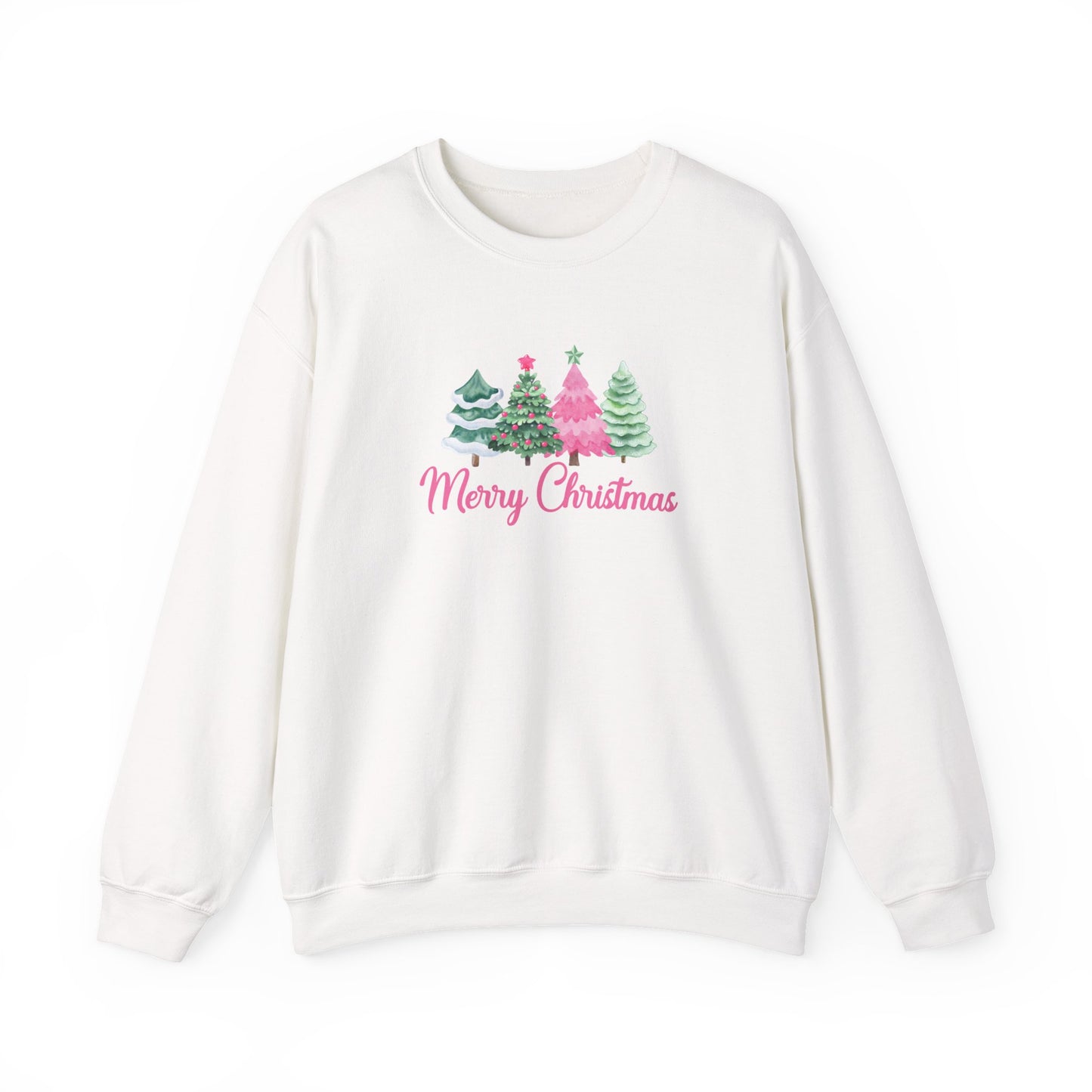 Merry Christmas Pink & Green Tree Sweatshirt