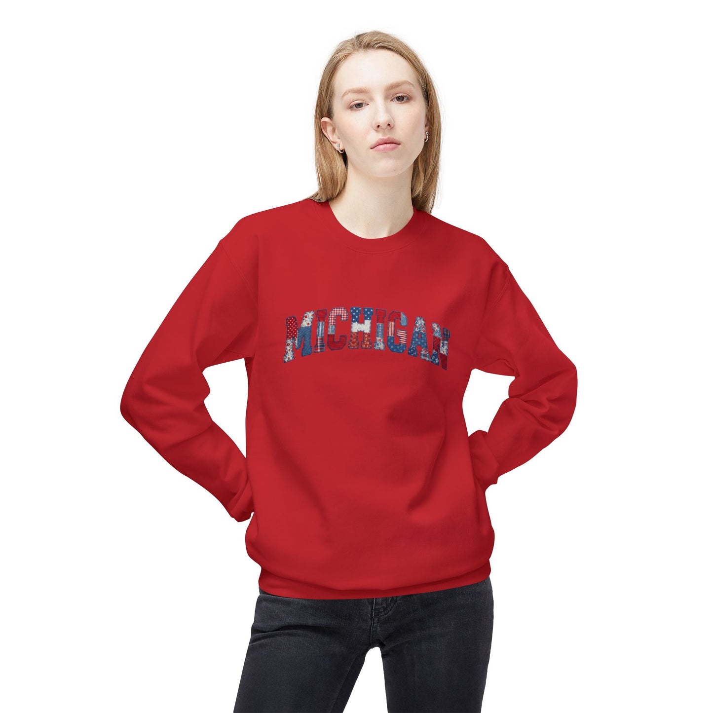Michigan Patriotic Patchwork Sweatshirt