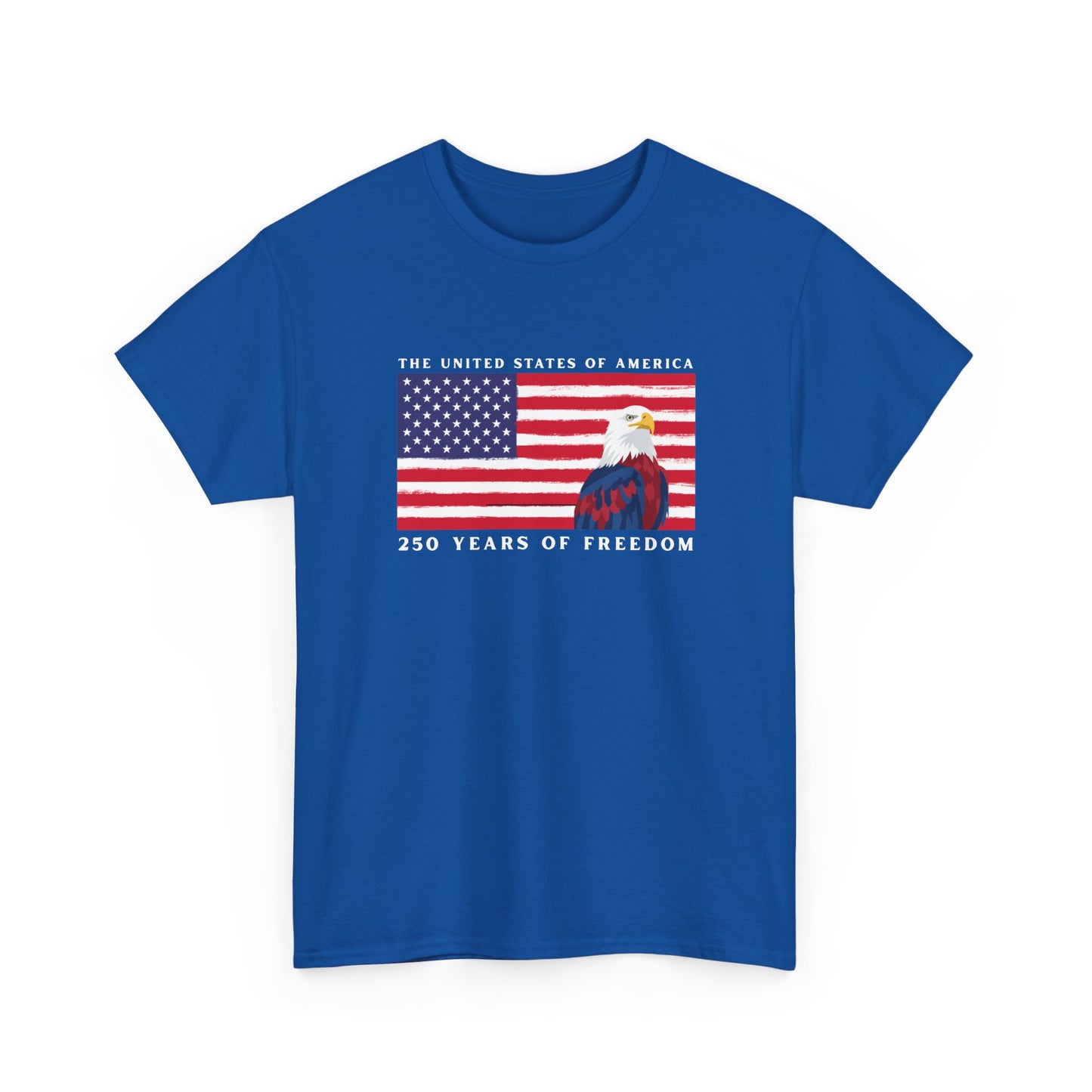 Patriotic American Flag Tee – "250 Years of Freedom" Bald Eagle Tee