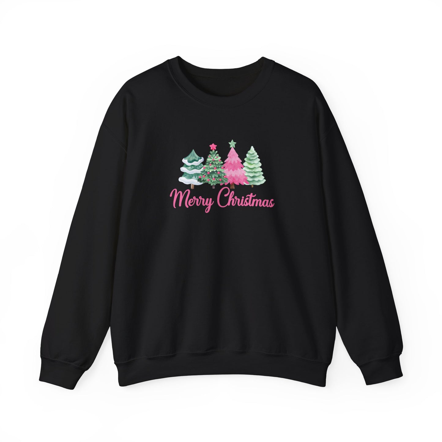 Merry Christmas Pink & Green Tree Sweatshirt