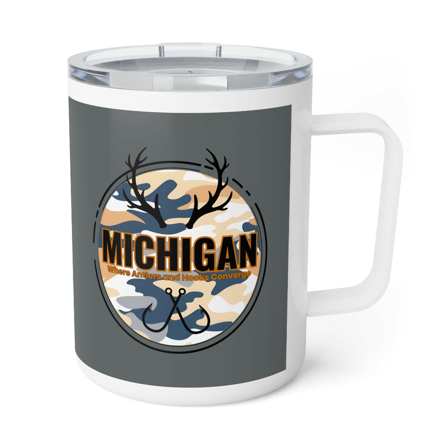 Michigan Antler & Hooke Insulated Coffee Mug, 10oz