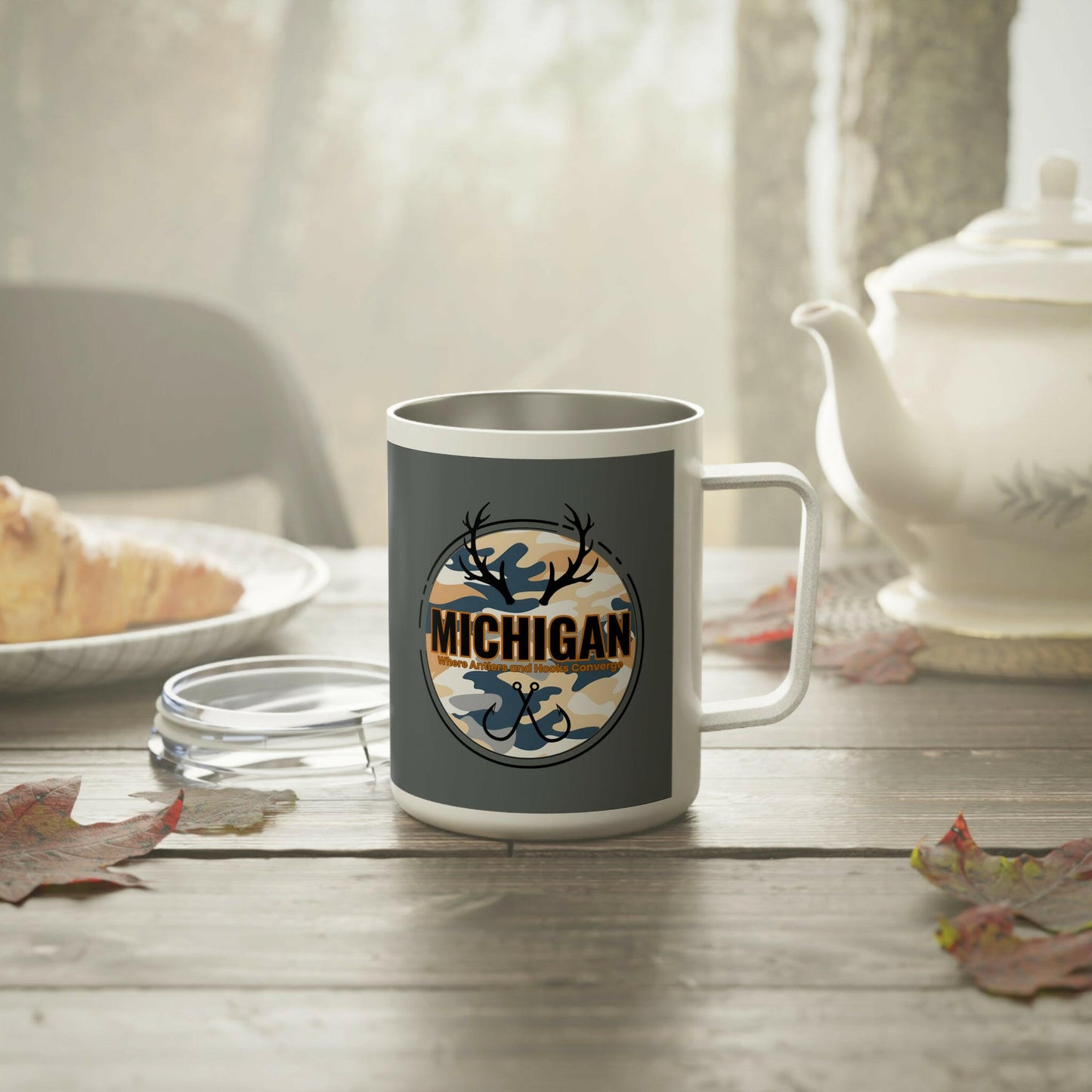 Michigan Antler & Hooke Insulated Coffee Mug, 10oz