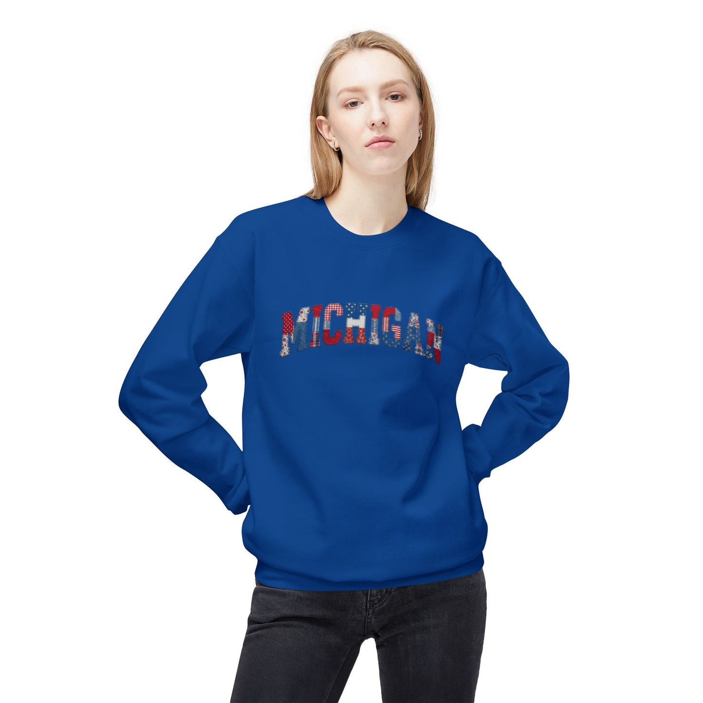 Michigan Patriotic Patchwork Sweatshirt