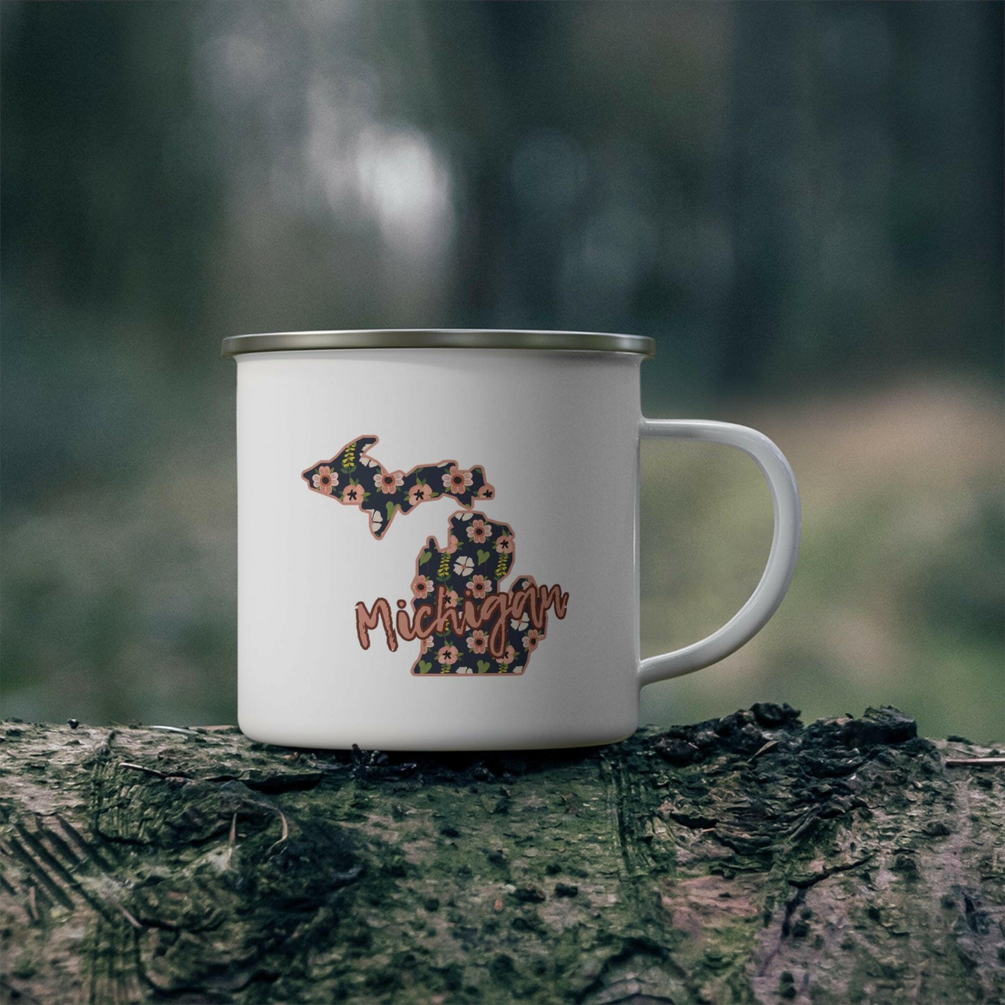 Bloom with Michigan Pride Enamel Mug