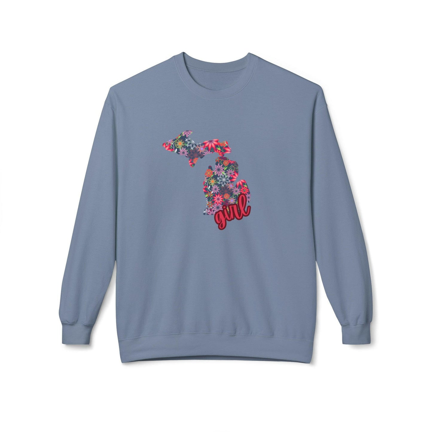 Michigan Girl Floral Midweight Softstyle Fleece Sweatshirt