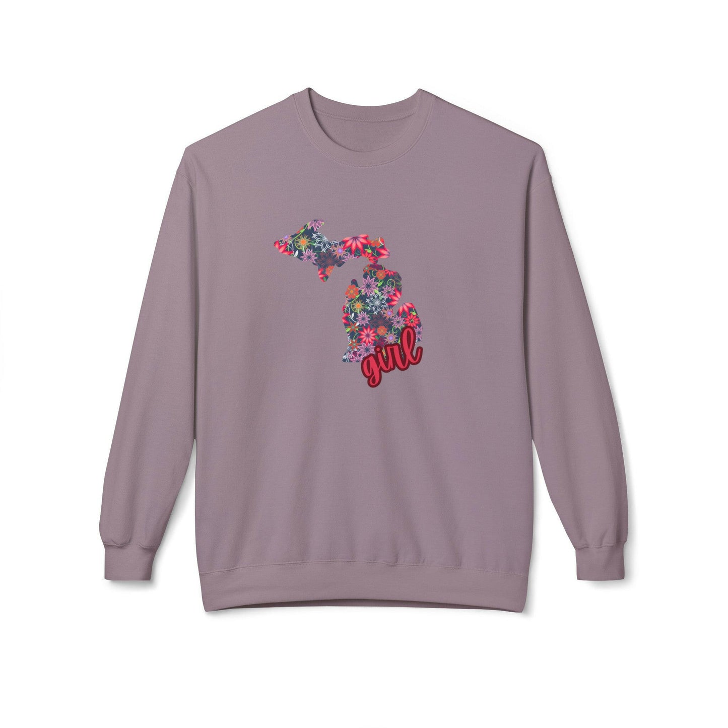 Michigan Girl Floral Midweight Softstyle Fleece Sweatshirt