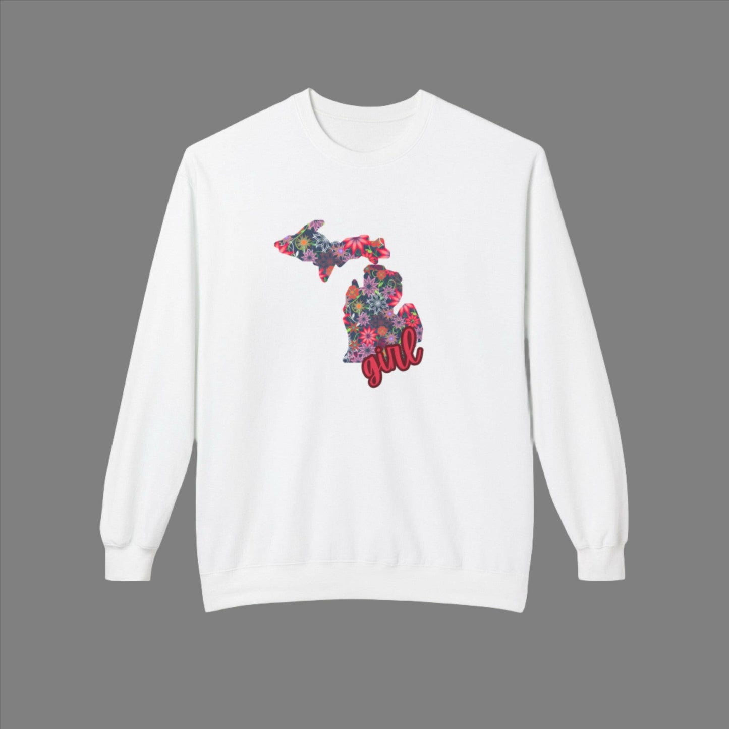 Michigan Girl Floral Midweight Softstyle Fleece Sweatshirt
