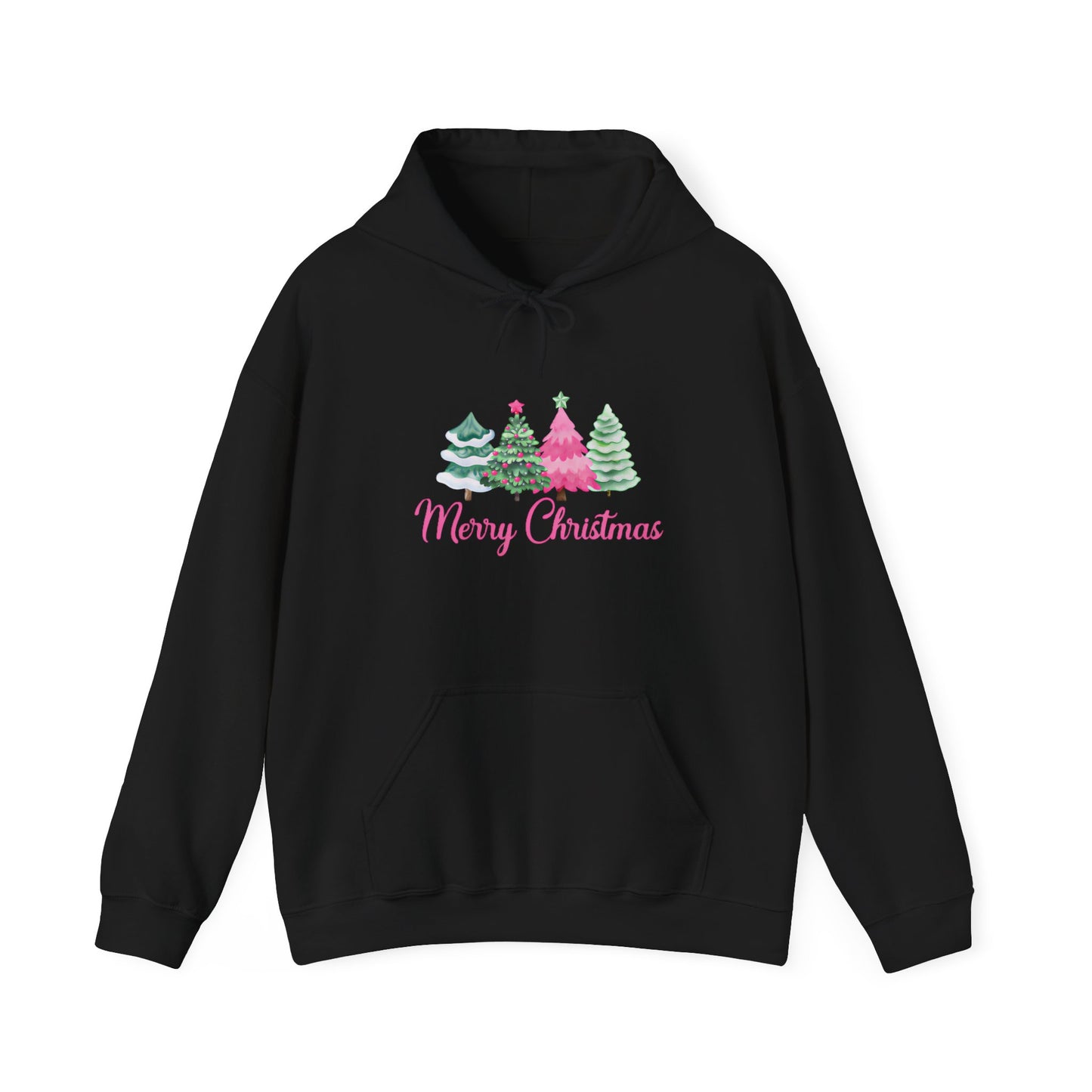 Pink & Green Merry Christmas Tree Hoodie