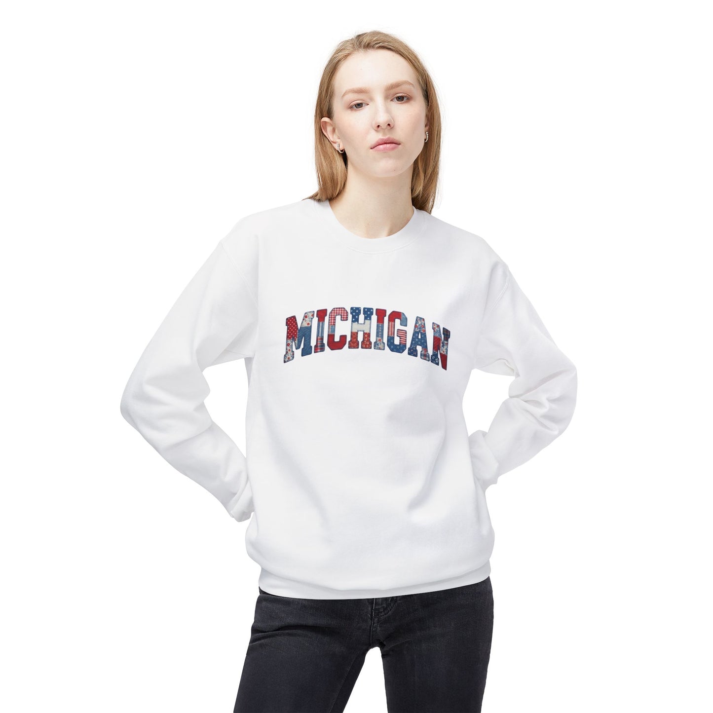Michigan Patriotic Patchwork Sweatshirt