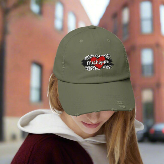 Wild at Heart Michigan Distressed Cap