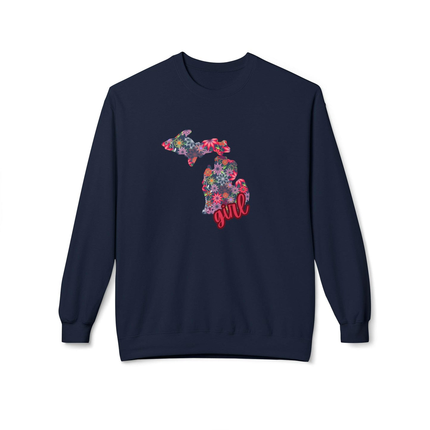 Michigan Girl Floral Midweight Softstyle Fleece Sweatshirt