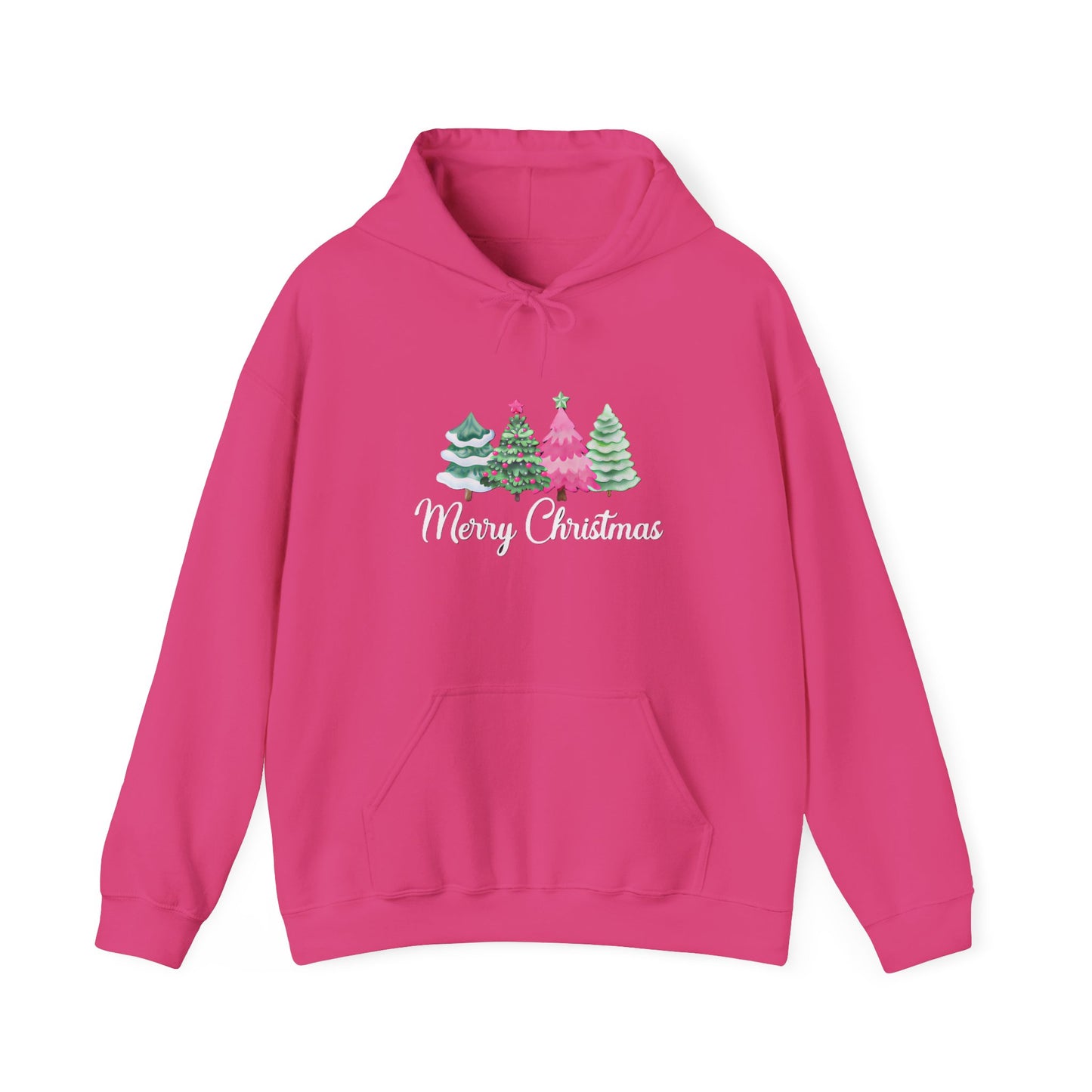Pink & Green Merry Christmas Tree Hoodie