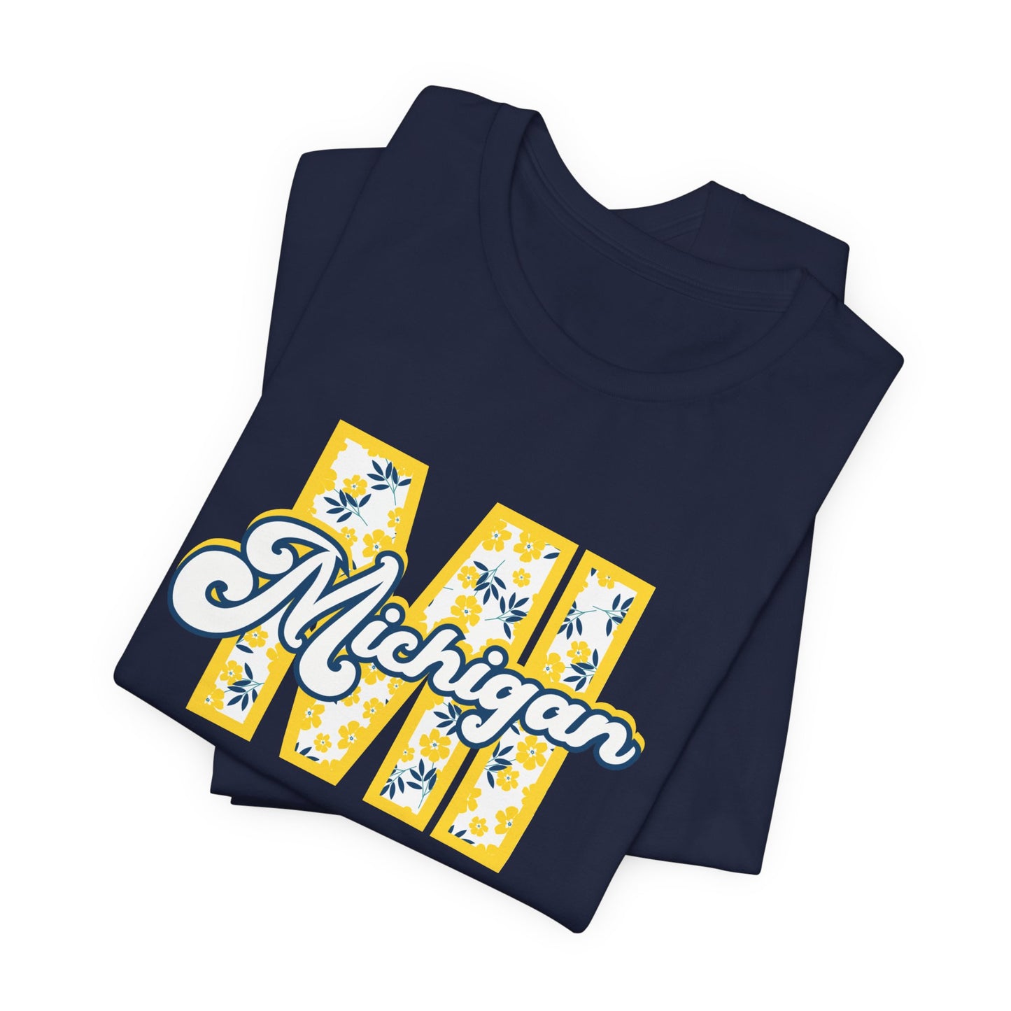 "MI" Plaid Michigan Script Tee