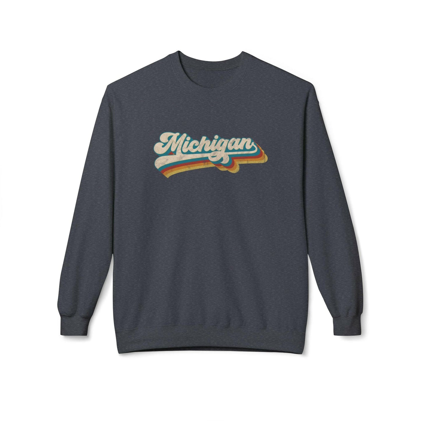 Michigan Retro Striped Unisex Midweight Softstyle Fleece Crewneck Sweatshirt
