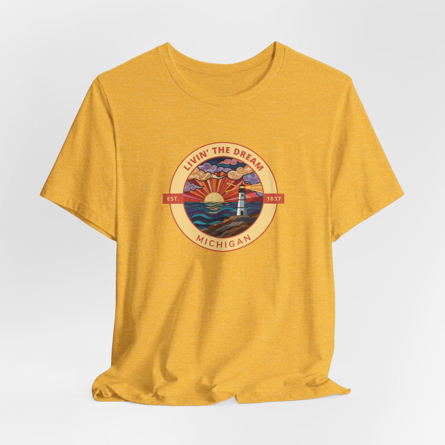 Michigan Livin' The Dream Patchwork Sunset Tee