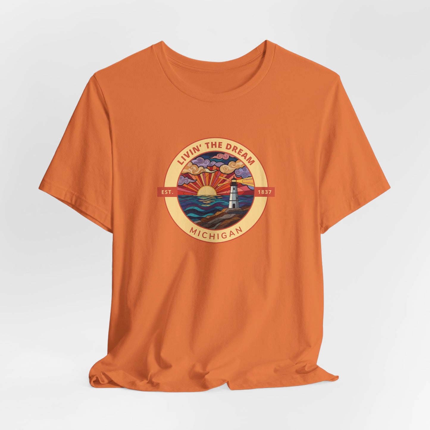 Michigan Livin' The Dream Patchwork Sunset Tee