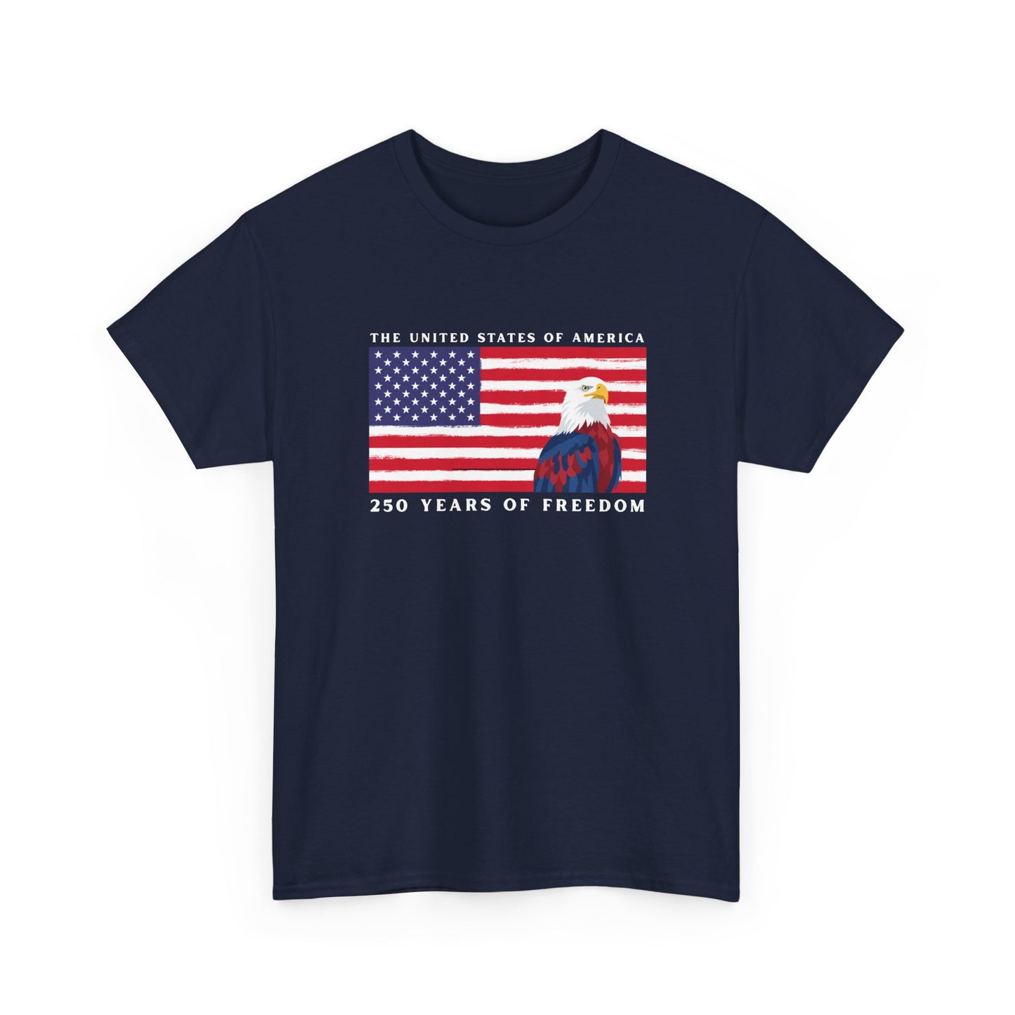 Patriotic American Flag Tee – "250 Years of Freedom" Bald Eagle Tee