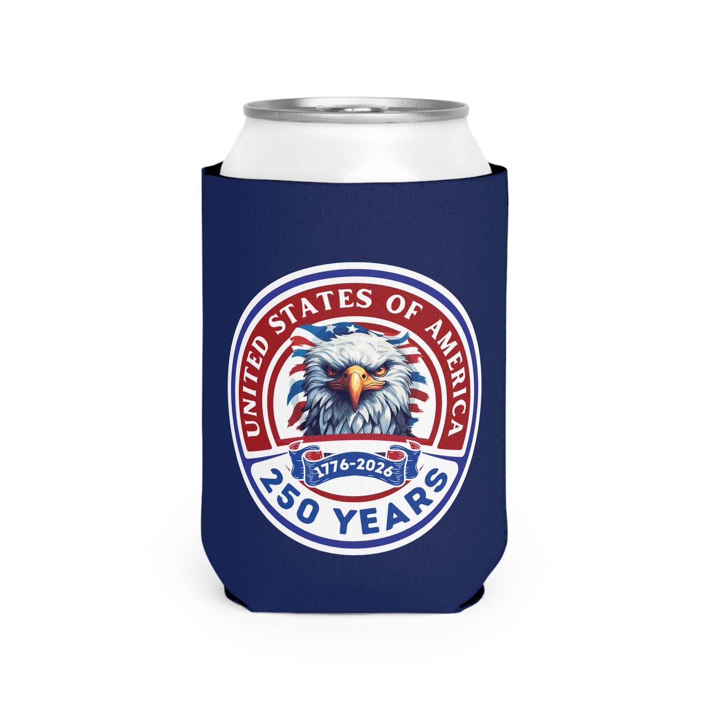 250 Years USA Eagle Can Cooler Sleeve – Patriotic 1776-2026
