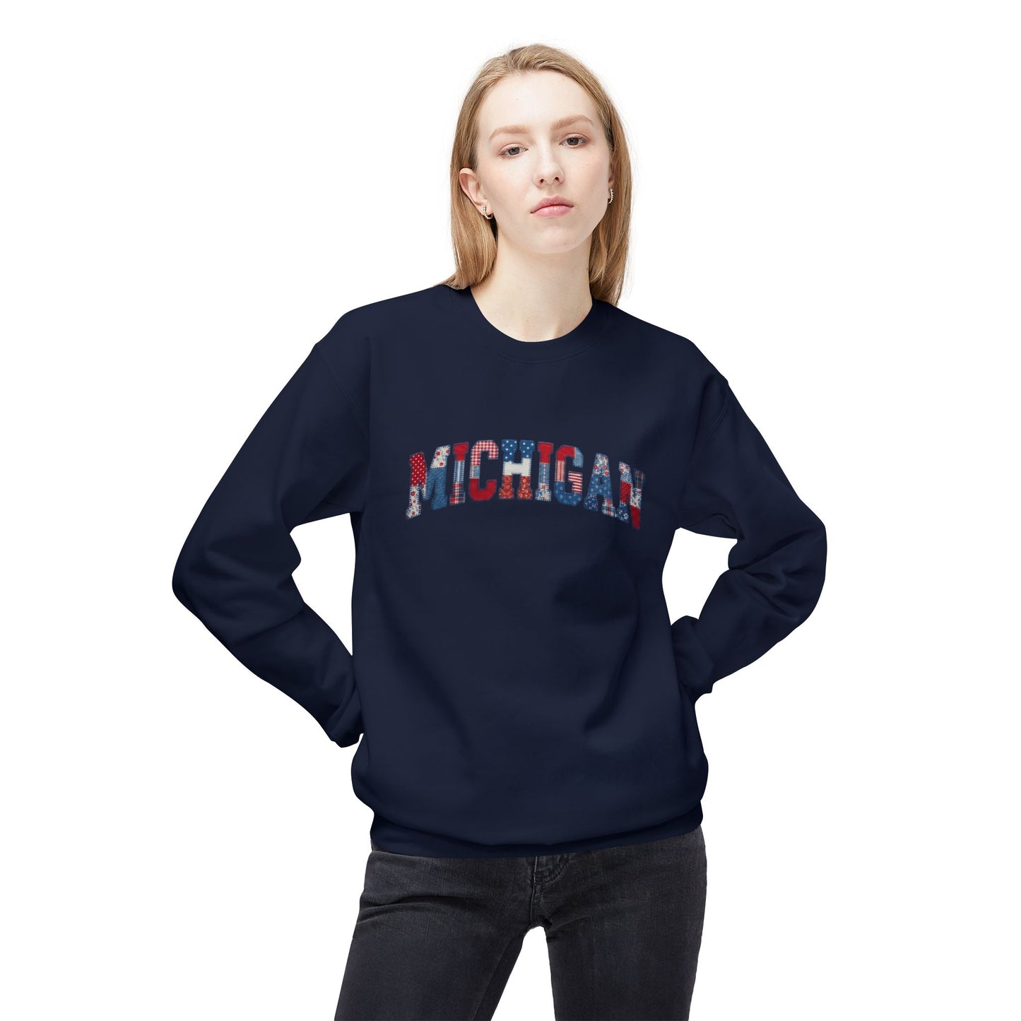 Michigan Patriotic Patchwork Sweatshirt