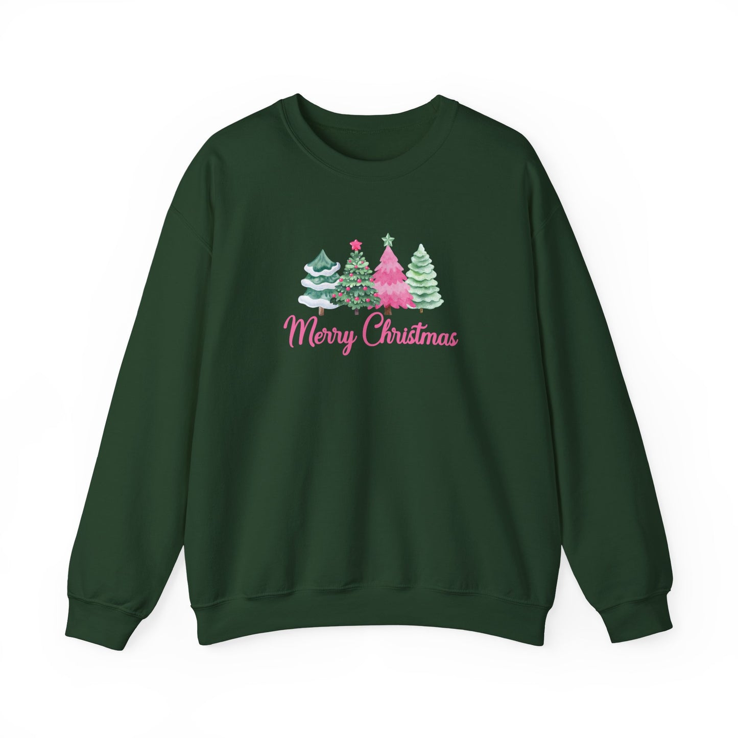Merry Christmas Pink & Green Tree Sweatshirt