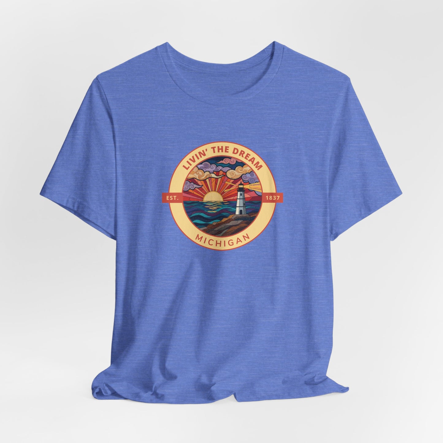 Michigan Livin' The Dream Patchwork Sunset Tee