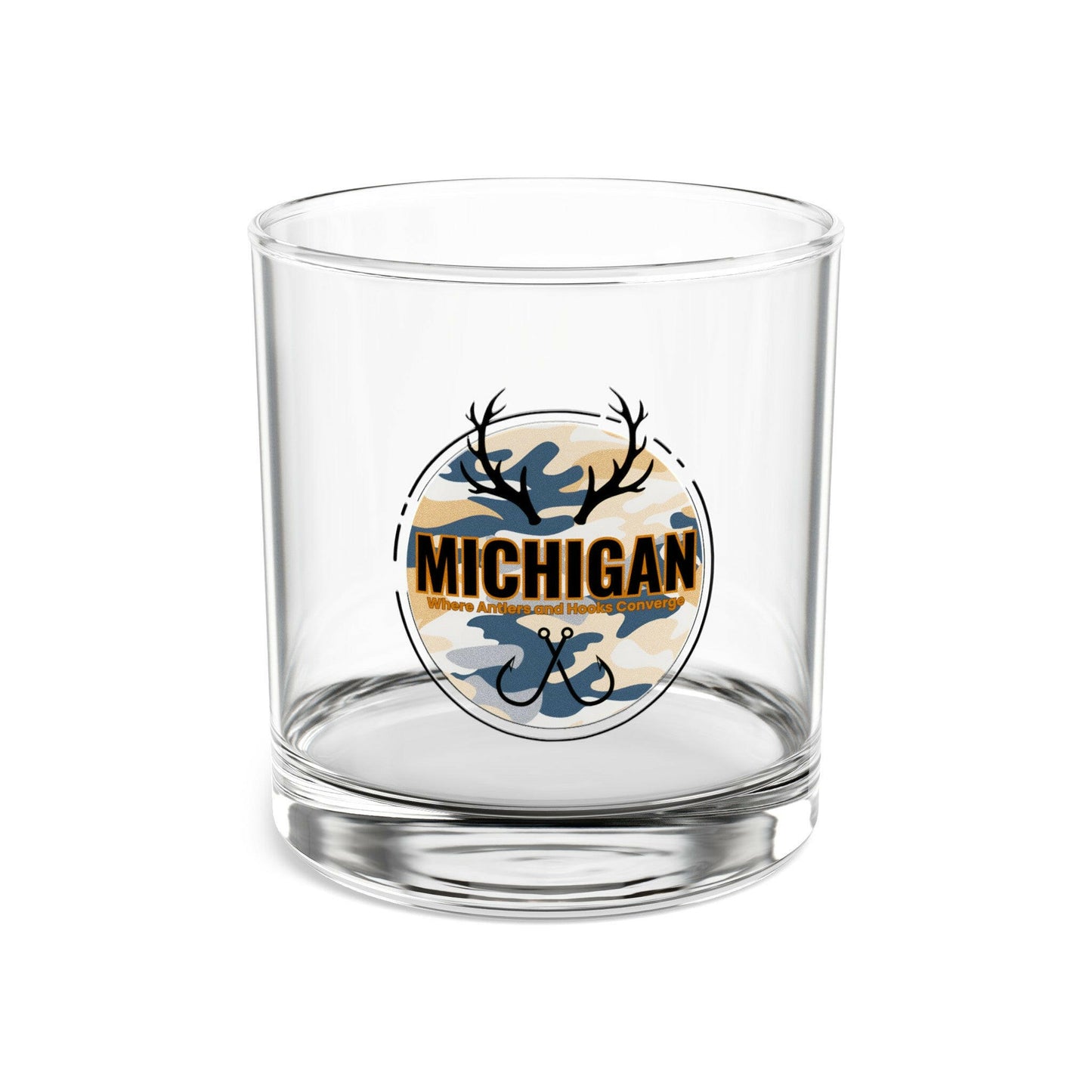 Michigan Antler & Hook Rocks Glass, 10oz