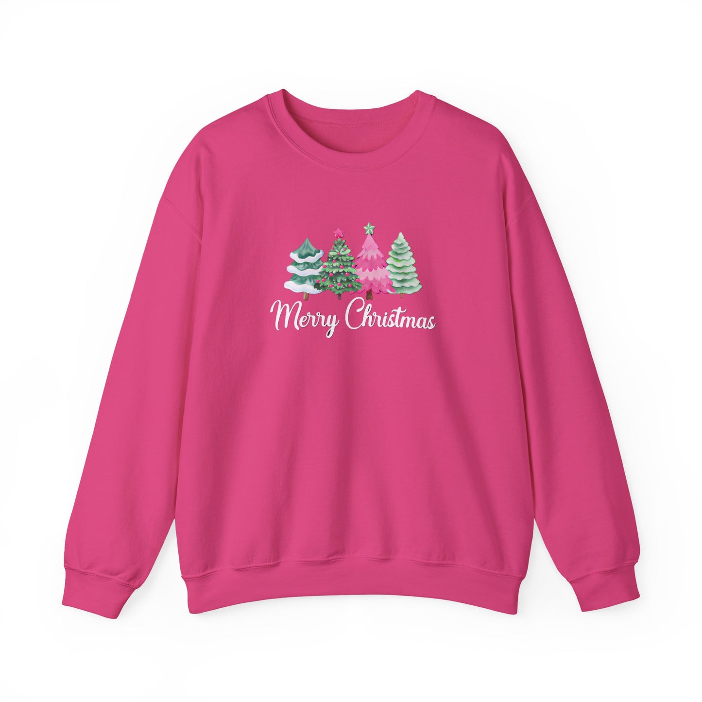 Merry Christmas Pink & Green Tree Sweatshirt