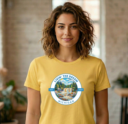 Michigan 'Livin' the Dream' Waterfall Scenic Tee
