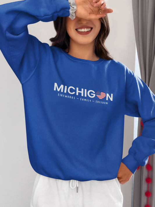 Michigan Fireworks, Family, Freedom Sweatshirt