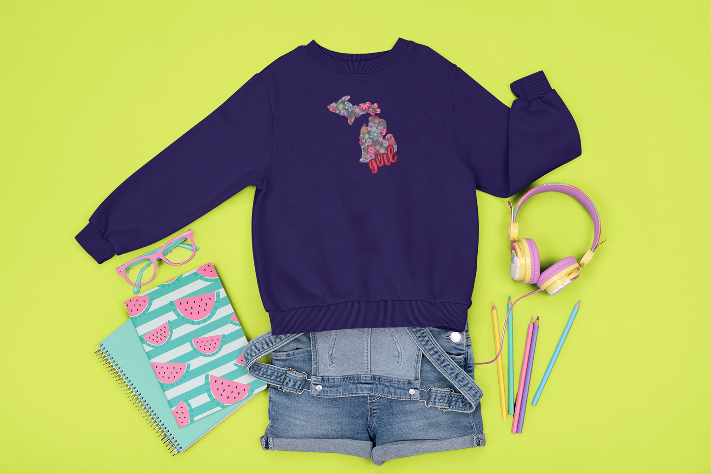 Lil' Michigan Girl Youth Crewneck Sweatshirt