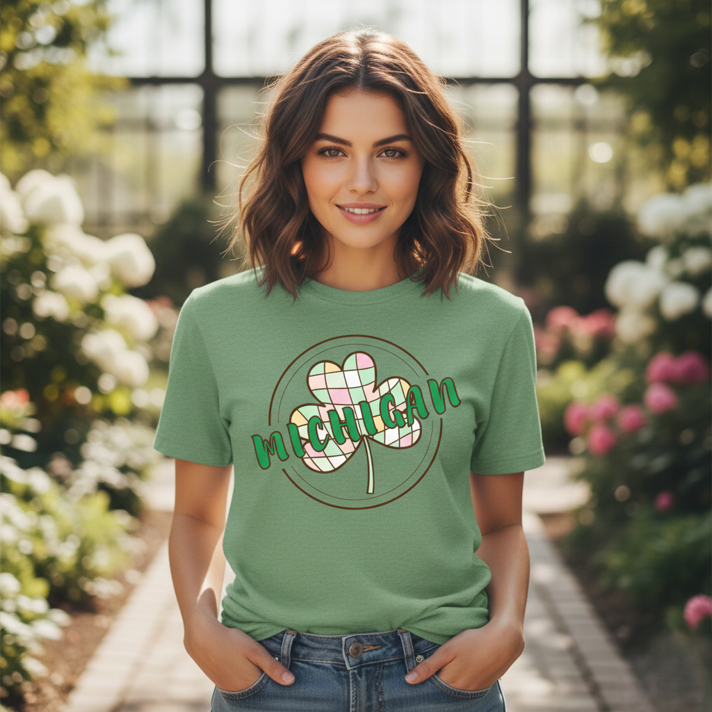 Michigan Plaid Clover St. Patrick’s Day Tee