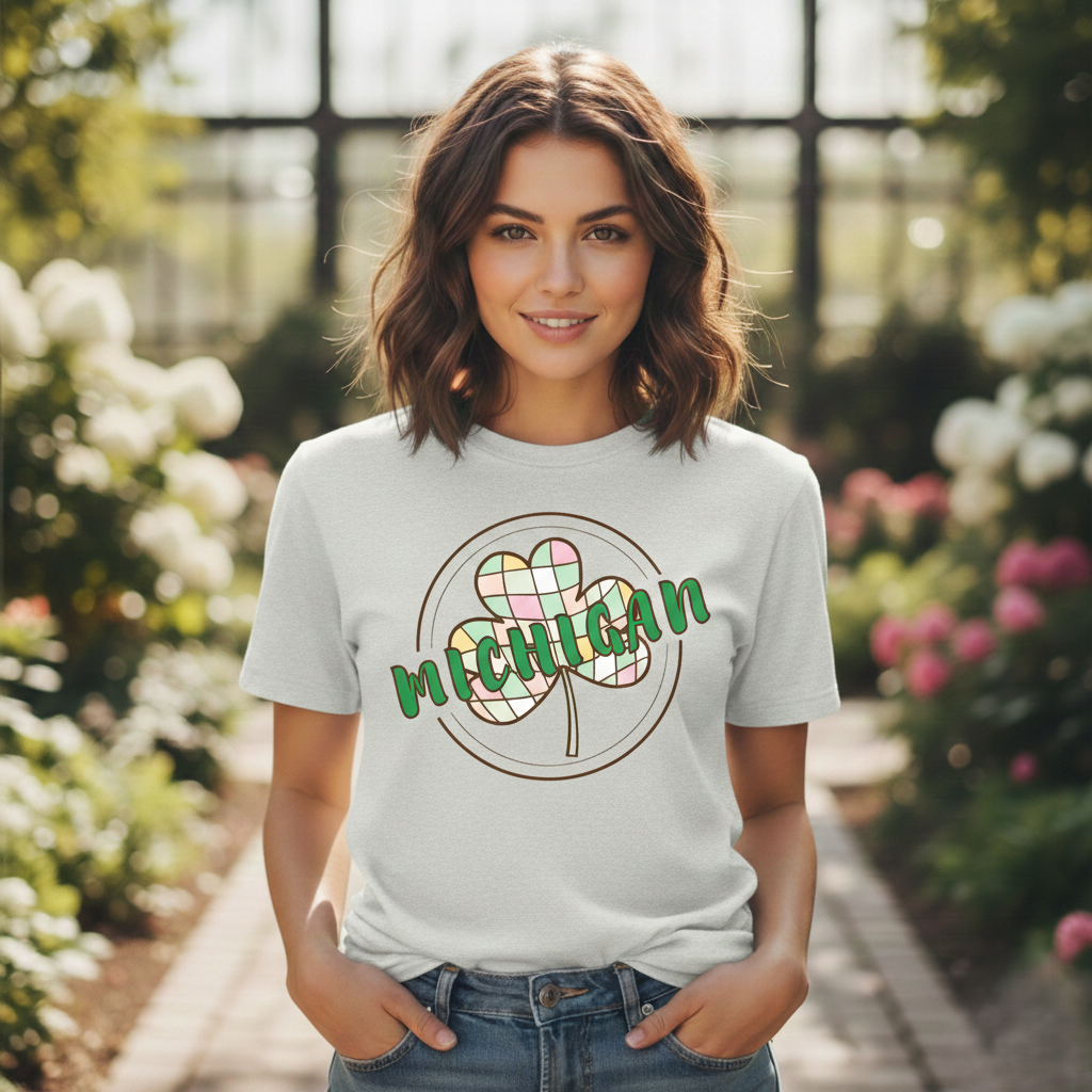 Michigan Plaid Clover St. Patrick’s Day Tee