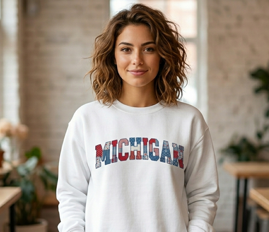 Michigan Patriotic Patchwork Sweatshirt