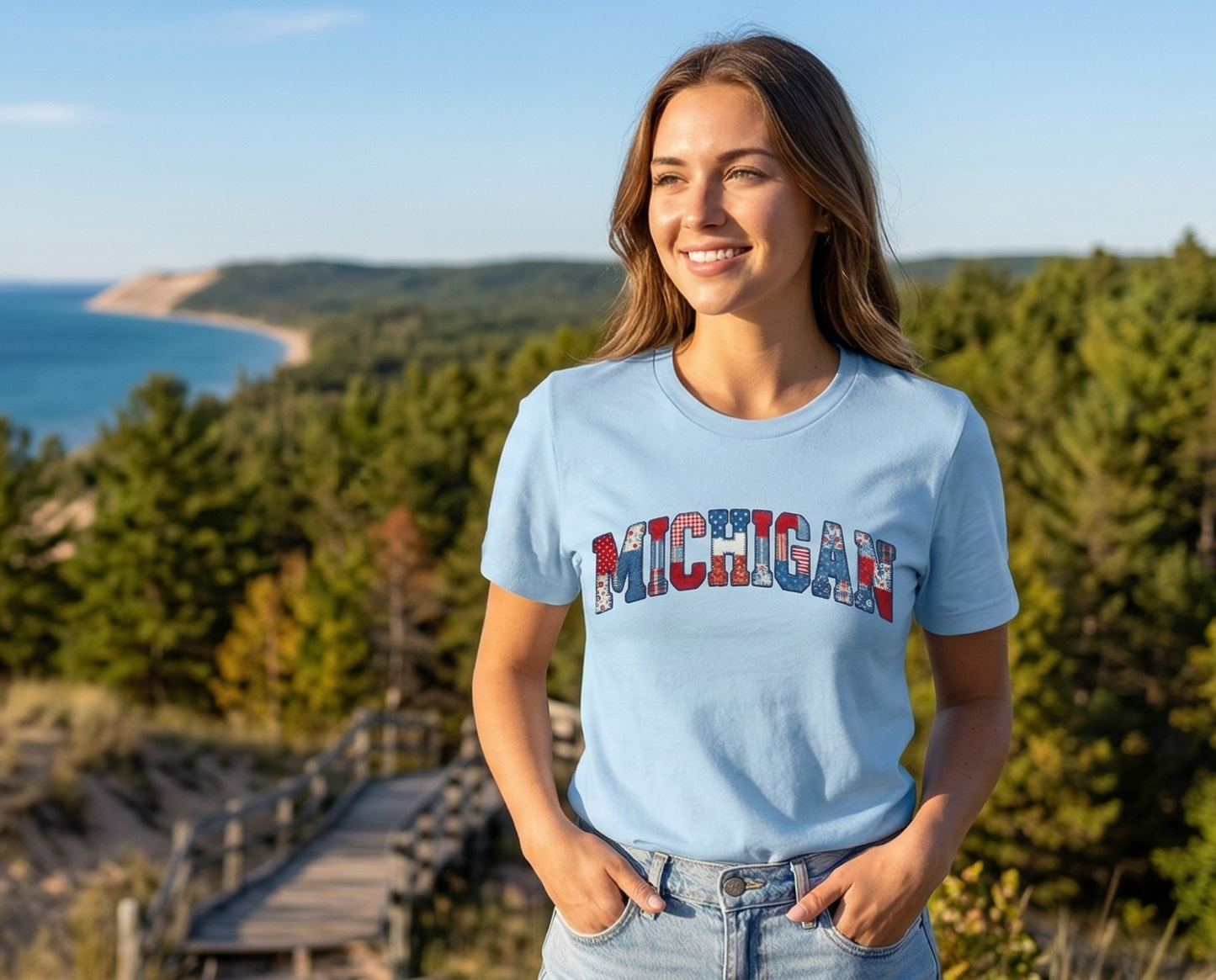 Michigan Patriotic Patchwork Tee