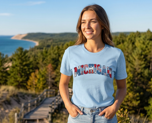 Michigan Patriotic Patchwork Tee