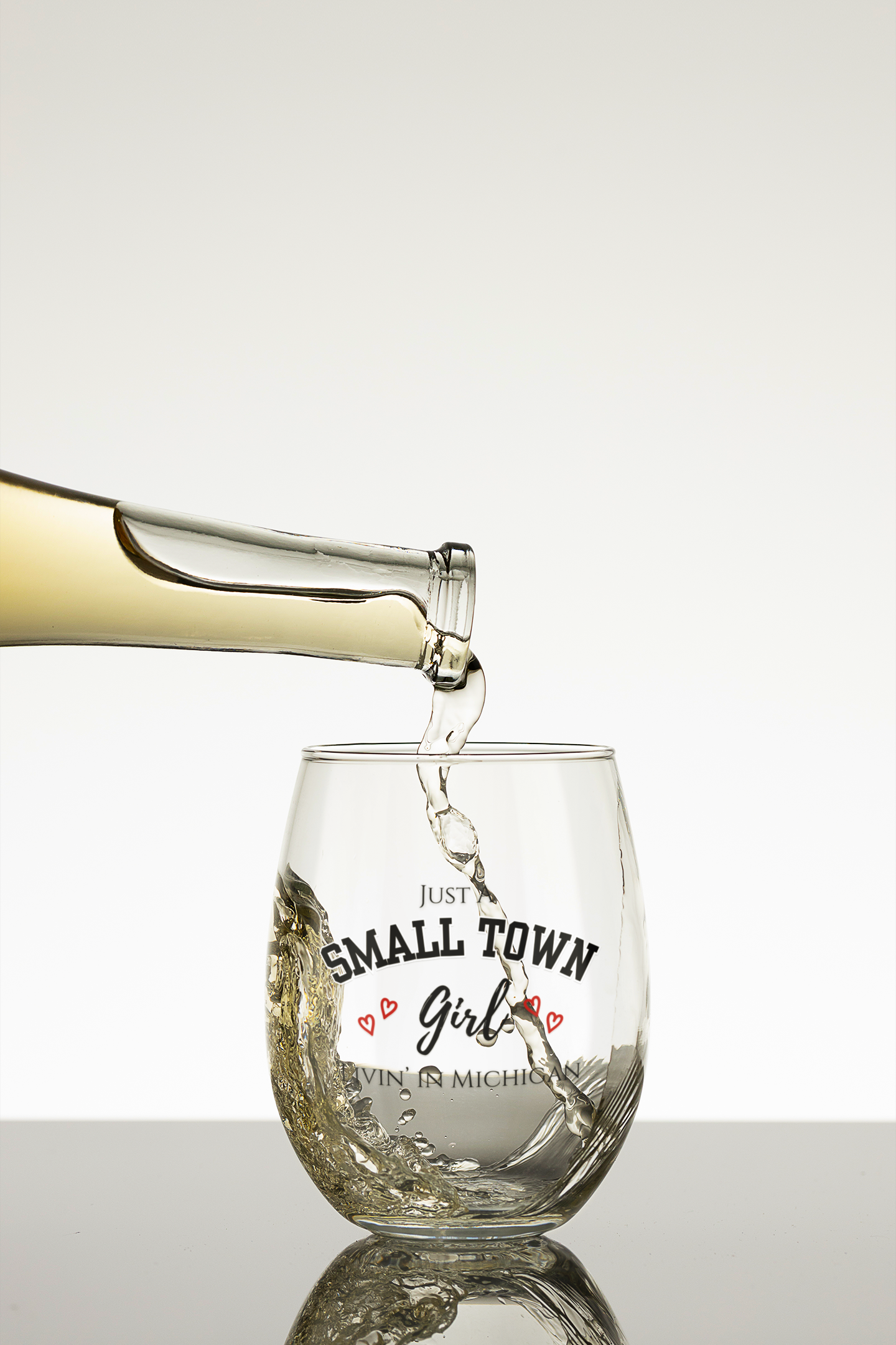 Small Town Girl - Livin' in Michigan Stemless Wine Glass, 11.75oz