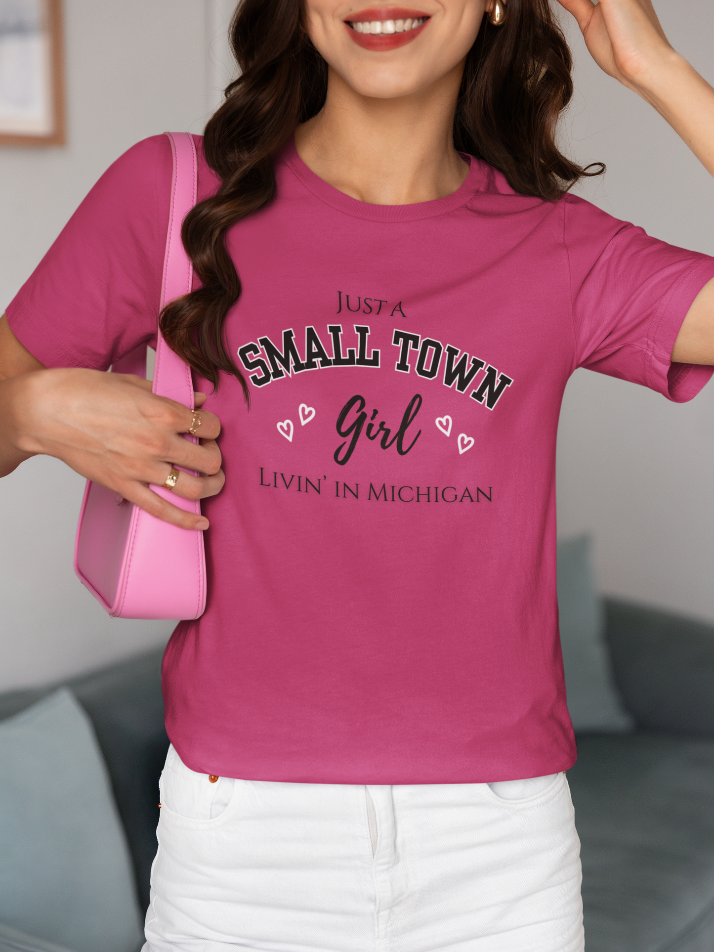 Small Town Girl - Livin' in Michigan Jersey Short Sleeve Tee