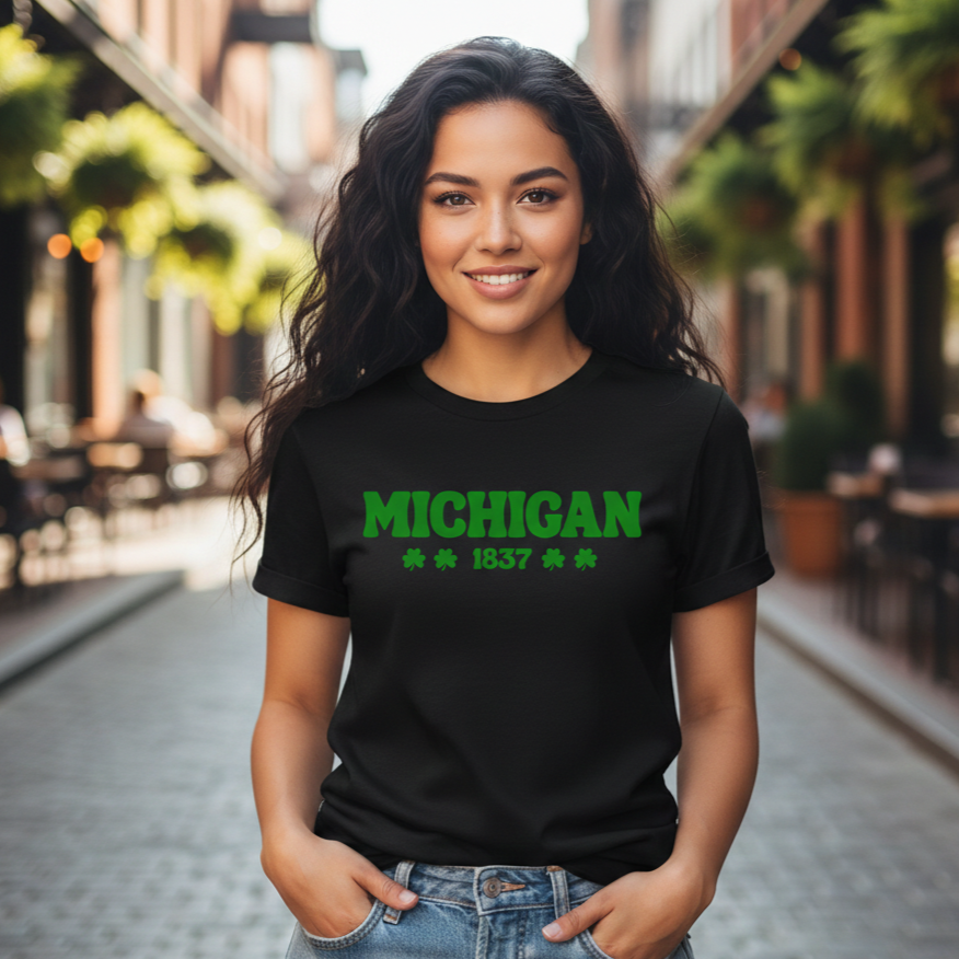 Michigan 1837 Vintage St. Patrick's Day Tee